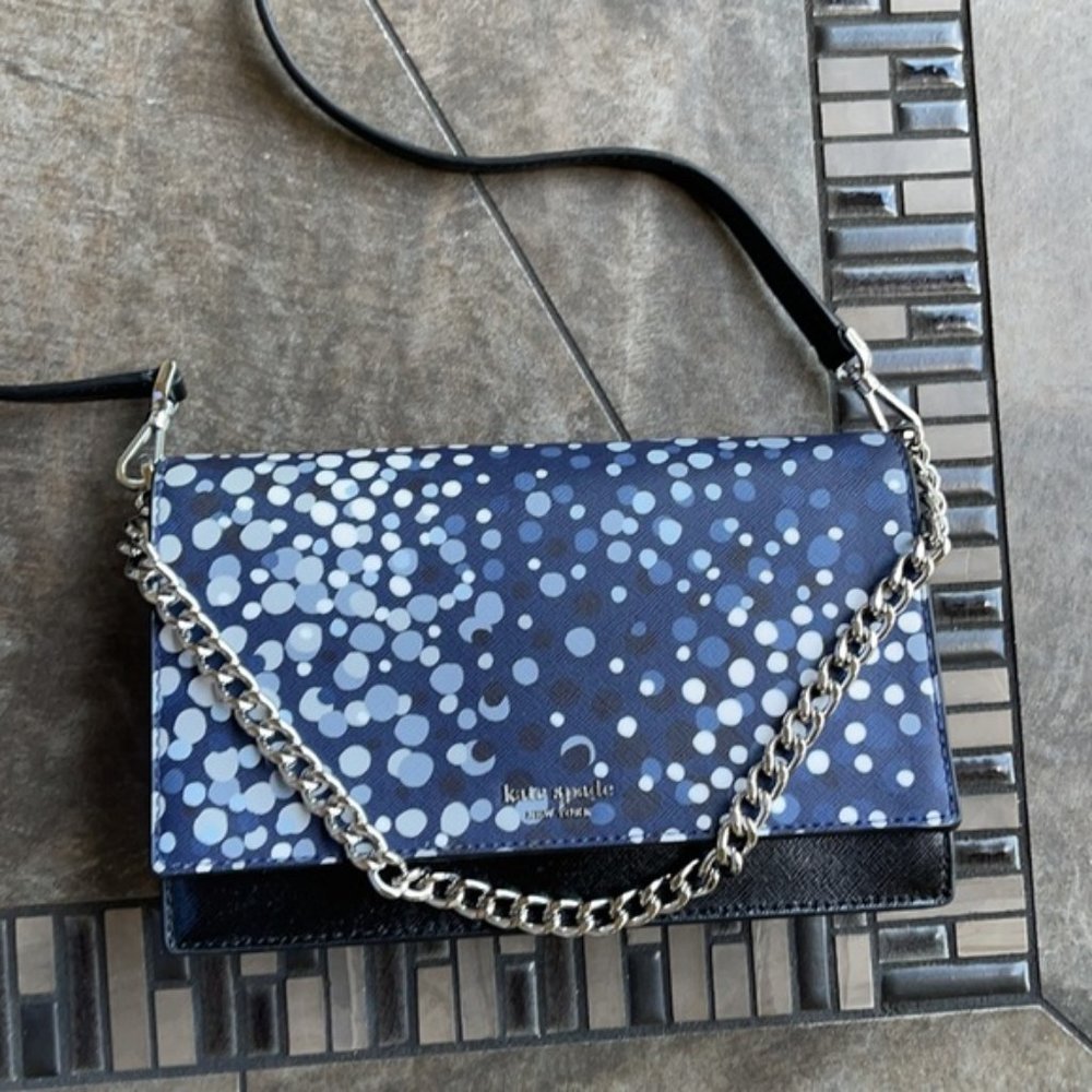 Kate Spade Cameron Convertible Crossbody Black with Multi-Colored Dots